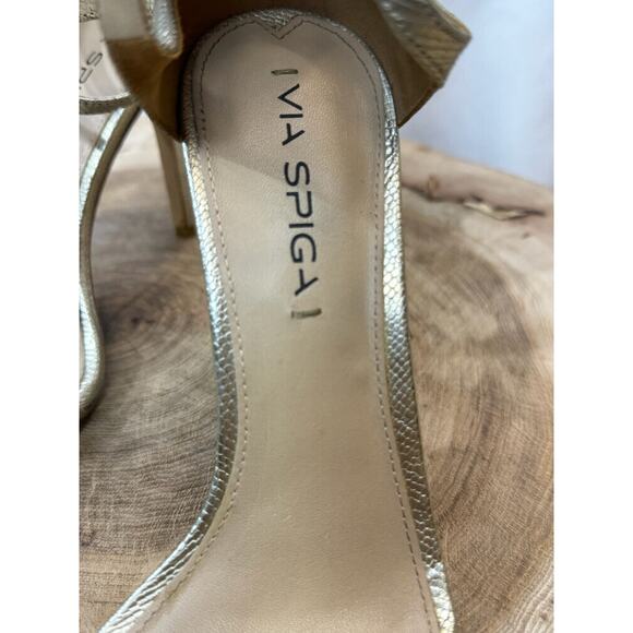 Via Spiga Gold Leather Open Toe Heels – Size 8M - Picture 7 of 11